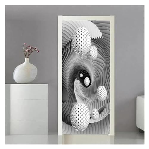 Sticker de porte sphère spatiale 3D déco géométrie solide 40x120cm