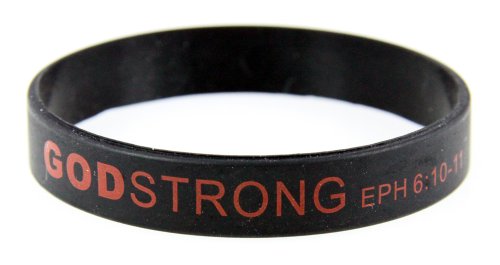 Godstrong 8030004 3 Pieces Black with Red Adult Imprinted Silicone Band Eph. Ephesians 6:10-11