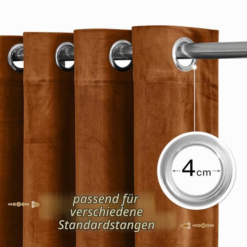 PONY DANCE Samt Vorhang Wohnzimmer Herbst Thermo Gardinen Kälteschutz – Ansicht 3