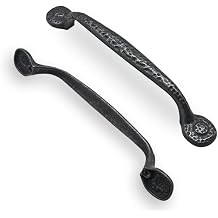 10 Pack 8 Inch 203mm Hole Center Black Iron Cabinet Pulls,Antique Black Rustic Drawer Pulls Hammered Cabinet Handles Kitchen Cabinet Hardware Vintage Pulls for Drawers.