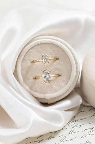 2CT Oval Cut Moissanite Engagement Ring for Women Half Bezel Set Solitaire Ring 14K Gold Classic Wedding Jewelry Proposal Gift for Wife3