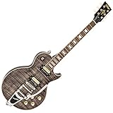 VINTAGE V100 GUITAR - BLACK FLAMED MAPLE WITH BIGSBY - Image 3