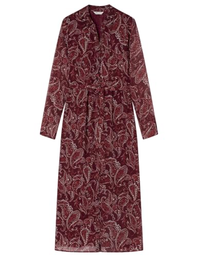 Springfield Midi Printed Shirt Dress with Belt Vestido Estampado, Wine, 42 para Mujer