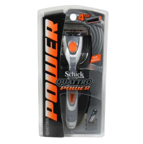 Schick Quattro Power Razor & Cartridges, 1 Razor/Cartridge Set