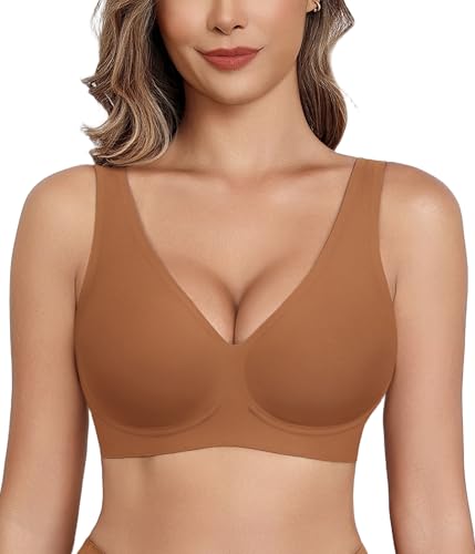 Image of Avidlove Wireless Bras for Women Comfortable Jelly Bra Deep V Seamless Bralette Full Coverage Padded Bralette Everyday