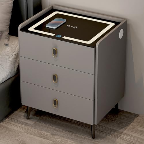 サイドテーブル USBポー サイドテーブル ナイトテーブル ナイトスタンド LED 引き出し3つ 寝室エンドテーブル 多機能ベッドサイドテーブル ナイトスタンドストレージシェルフ ソファーサイド ベッド周り収納 おしゃれ コンパクト ベッド横 電話台 サイ