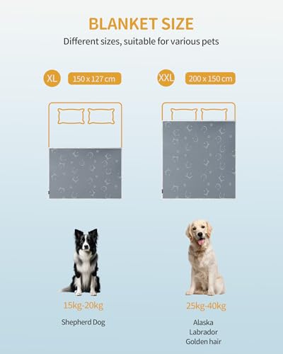 Hzuaneri wasserdichte Hundedecke, katzendecke für Katzen, Sherpa Fleece Haustier Decke für Mittelgroße und Große Hunde, Katzen, L, 150 x 127 cm, maschinenwaschbar, Beidseitiger Sofabezug-Schutz, Grau