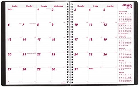 Brownline 2018-2019 Monthly Planner, 16 Months, (Sept 2018 - December 2019), Twin-Wire, 11 x 8.5 inches, Black (CB1260.BLK-19)
