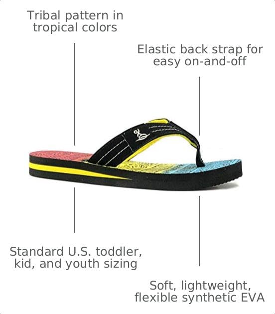 Image of REDVOLUTION New Boys' Beach Sandal TRIBAL Tattoo | Geometric Bali Flip-Flop Sandals