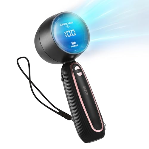 Image of Gesto Portable Fan Rechargeable with Digital Display - Turbo 100 Speed Modes Mini Fan, USB Charging Hand Fan with 4000mAh Battery | Travel, Makeup, Kitchen,Women's Personal Pankhaa