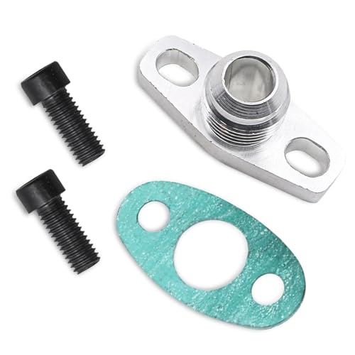 Dogary AN10 Turbo Oil Return Drain Flange Adapter Kit, GT28 GT30 GT35 T25, with Seal Drain Gasket and 2 Bolts, Universal Turbo Oil Inlet Repair Part (Silver)