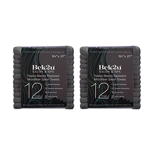 Image of Arkwright Bleach Resistant Salon Towels 24 Pack - Microfiber Hair Towels, Soft, Absorbent, Quick Dry, Lint Free Spa & Barber Towels for Hair Stylist, Nail Salon & Esthetician, 16 x 27, Grey