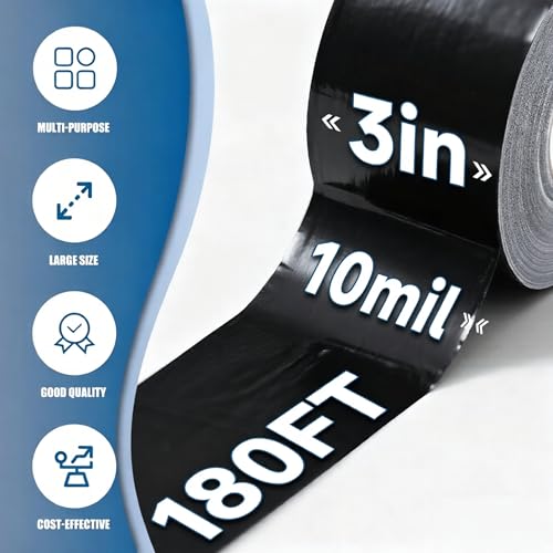 Image of Black Waterproof Repair Tape 6 Inch x 180 Ft (Pack of 2)