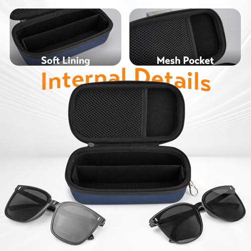 Image of Double Eyeglasses Case, Hard Shell Dual Glasses Case Travel Sunglasses Organizer for Men Women