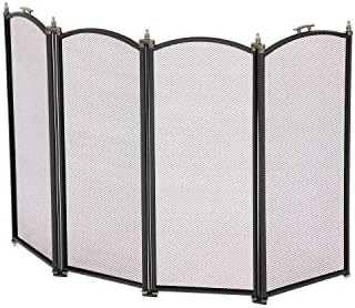 Oypla Heavy Duty Steel 4 Panel Fire Screen Spark Guard