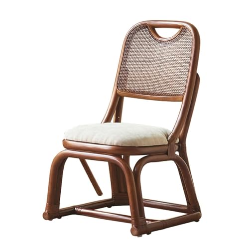 EFFRLE Sillón Decorativo Silla Moderna de ratán con cojín de Asiento, sillas de Ocio de caña de Madera, Silla Decorativa de ratán para Dormitorio, Lectura, salón, balcón