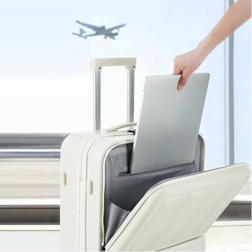 Cabin Travel Suitcase Expandable ABS+PC Cabin Luggage with Spinner Wheels Hand Luggage with USB Port and Cup Holder Aluminum Framed Suitcase 01,20in3