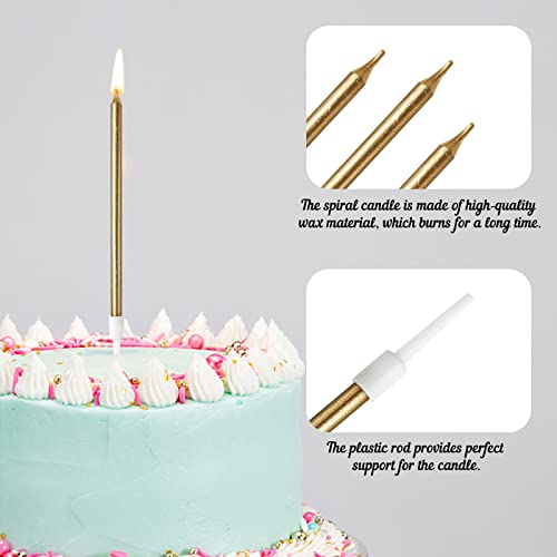 DONQL Birthday Cake Candles 24PCS, Tall Cake Candles, Long Birthday Candles, Thin Cupcake Candles with Holders for Birthday Cake Baby Shower Cake Wedding Party Decoration (24Pcs Champagne) - Image 4