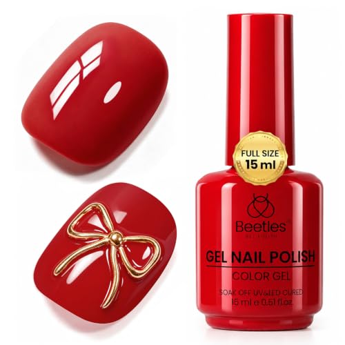 Beetles Red Gel Nail Polish, 15ml Classic Red Soak Off UV Gel Polish