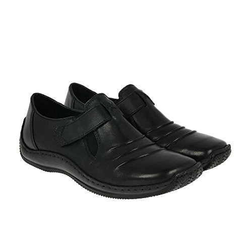 Rieker Women's Black Leather Black Flat Shoe Uk 4 - Eu 37 - Us 6 #TOP1