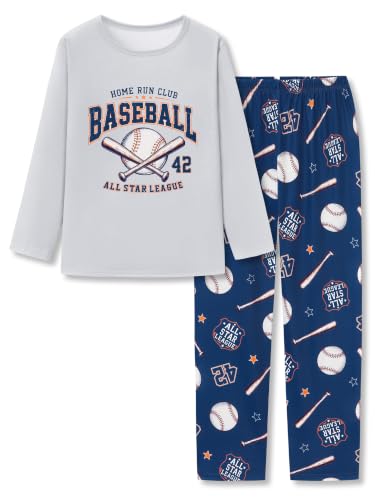Image of Tebbis Boys Comfy Trendy Print Long Sleeve & Pants Pajama Set Sizes 6-18