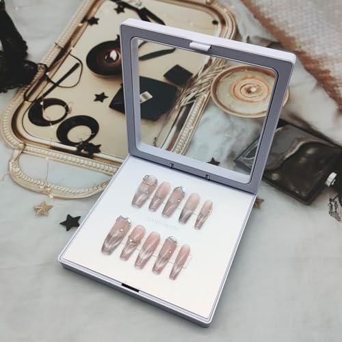 10 Sheets Double Sided Nail Tape for Press On Nails Double Sided Tape Nail Art Display Strip Tape for Nail Packaging Storage Display Salon Supplies Organizer with Tweezer