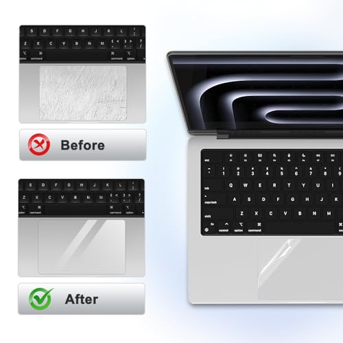 Arisase Trackpad-Schutz für MacBook Pro 14,2 Zoll (M5/M4/M4 Pro/M4 Max Chip), transparent, Laptop-Touchpad, Schutzzubehör für MacBook Pro 35,6 cm (14,2 Zoll) (A3434/A3112/A3401/A3185), 2 Stück