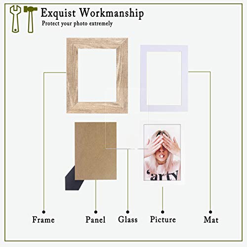 Scholartree Wide Molding 8X10 Picture Frames Display Picture 5X7 With Mat, Hd Glass Inside Rustic Wooden Light Brown Photo Frame For Table Top And Wall Mount, 2 Sets #TOP4