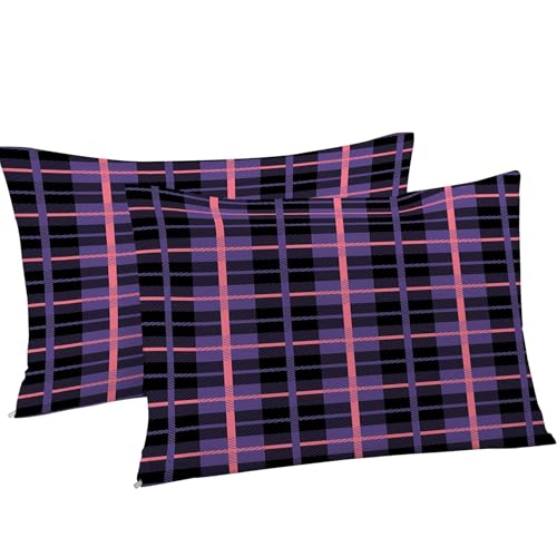 Housse de couette 160x200 en microfibre douce violette imprimé géométrique - 8