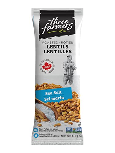 Three Farmers Roasted Lentils | Sea Salt | 12 Pack – 1.4Oz Snack Packs | Gluten-Free | Vegan | Kosher | Plant Protein | High Fibre | Low Fat thumb #1