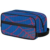 LLCXCSI Kids Travel Toiletry Bag, Blue Spider Web Waterproof Hanging Dopp Kit for Teens Boys, Cool Switch Carrying Case Compatible with Nintendo Switch and New Switch OLED Console