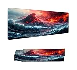Tappetino Mouse XXL 600 x 300 x 3 mm Tappetino Mouse Gaming, Grigio Grande Sottomano Acrivania Accessori, Impermeabile e Antiscivolo Mousepad Vulcano, per PC, Laptop ufficio Desk Mat Accessori H-107