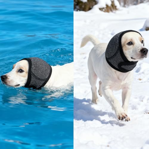 Schutzkappe für Hunde, Lärmschutz-Ohrschützer Schwarz, Verstellbarer Geräuschreduzierer, Beruhigendes Zubehör für Fellpflege und Feuerwerke, Größe S
