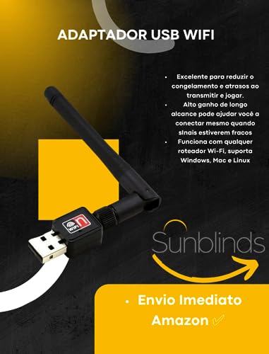 Adaptador Wireless Antena Wi-fi Usb Sem Fio Para Computador Notebook Marca Sunblinds