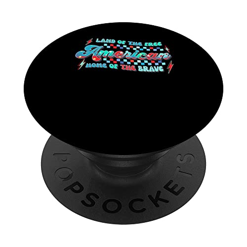 Land of the Free Happy 4th of July Independence American Day PopSockets Swappable PopGrip, Black