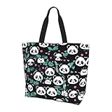 UKCZZLMSQ A little koala - Elegante bolsa de mano con estampado de koala, ligera y plegable para compras de comestibles de mujeres y uso diario, Cara linda de panda, Talla única