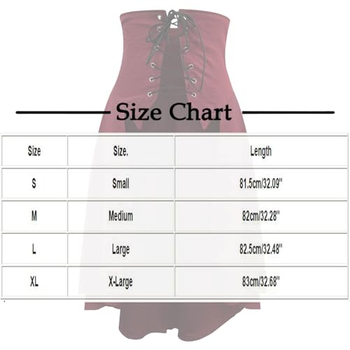 Women's Vintage Steampunk Skirt, High Waist Tie-Up Pirate Skirts Irregular Ruffle Hem Halloween Clothes2