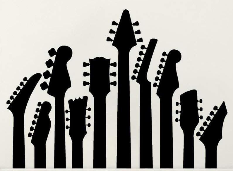 Autocollant mural guitare rock geant sticker deco salon et chambre