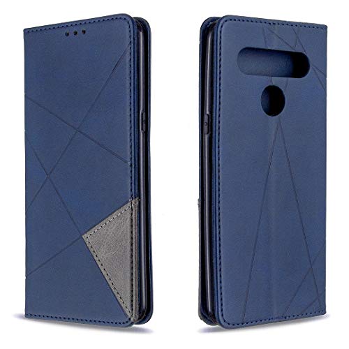 Posanter Kompatibel mit LG K61 Hülle, Premium Leder Brieftasche Flip Handytasche Schutzhülle Klapphülle, 360 Grad TPU Stoßfest Leder Hülle mit [Magnetisch, Kartenfach, Standfunktion] (Blau)
