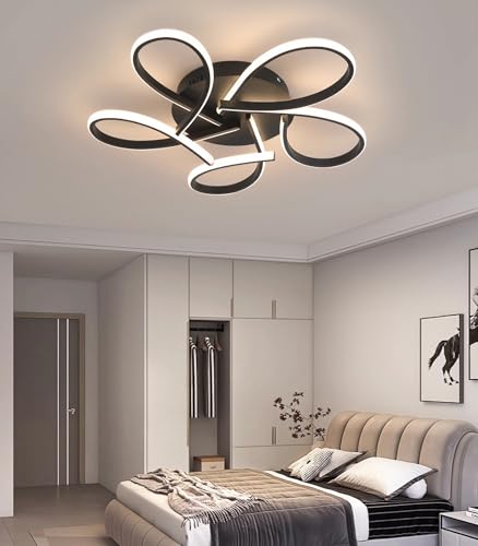 Plafonnier d'intérieur moderne LED noir télécommandé pour chambre