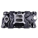 JGhyperX 2701 Intake Manifold Aluminum Dual Plane Compatible with Chevy Small Block SBC 305 327 350 383 1955-86 262-400 V8 Engine (Black)