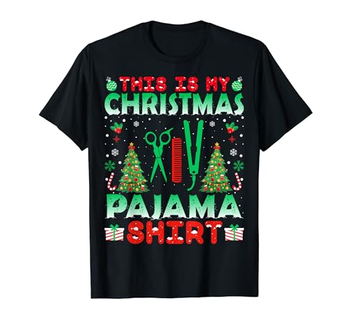Hairstylist Hairdresser Christmas Pajama Shirt Christmas Camiseta