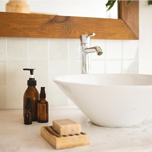 SMART TILES Płytka chroniąca przed zachlapaniem do naklejenia - 5 arkuszy po 22,86 cm x 22,86 cm - 3D klej do naklejania płytki chroniącej przed zachlapaniem do kuchni, łazienki, płytki ścienne, Oia