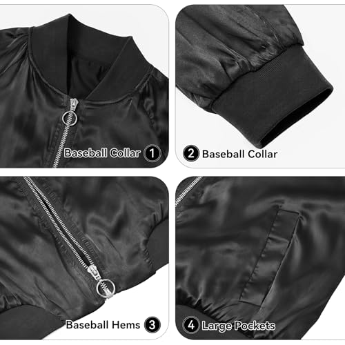 Zando Bomber Jacket Women Lightweight Cropped Jacket Zip Up Casual Striped Jacket Trendy Outerwear Windbreaker with Pockets3