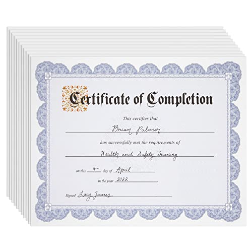 48 Sheets Blue Certificate Of Completion Award Paper With Gold Foil Sticker Seals For Graduation Diploma, Achievement (8.5 X 11 In) #TOP4