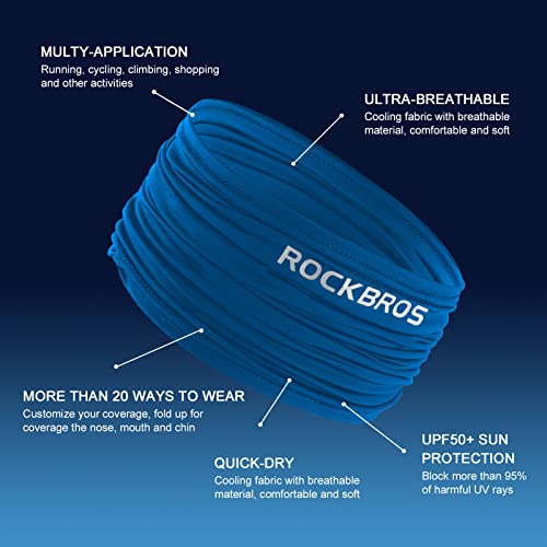 Image of ROCK BROS Cooling Neck Gaiter Sun UV Protection Face Mask UPF 50+ Breathable Bandana Headband Scarf Balaclava Headwear