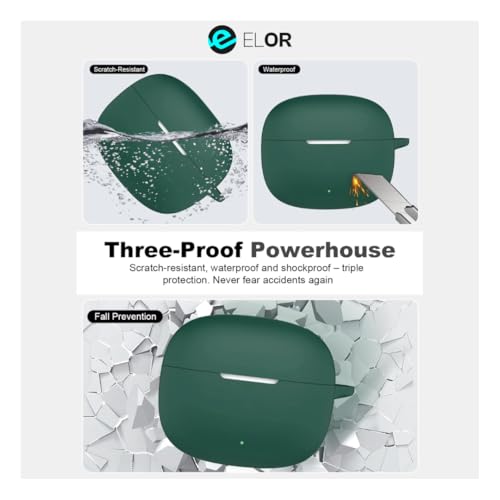 Image of ELOR Premium Silicone Case Cover Compatible with OnePlus Nord Buds 4 Pro (Earbuds Not Included) (Dark Green)