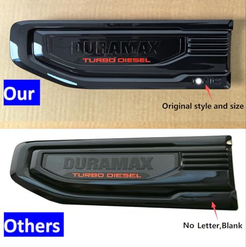 Image of 2pack OEM 2019-2026 Duramax Truck Turbo Vent Emblem Right Left 3D Nameplate Badge Replacement for Sierra 1500 86532091 (Gloss Black Red)