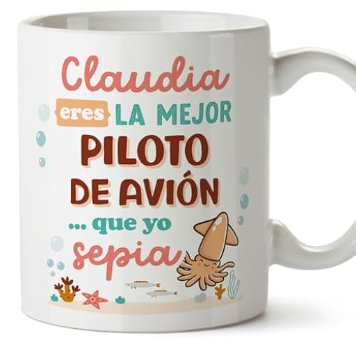 MUGFFINS Tazas Personalizadas para PILOTO DE AVIÓN mujer - En Español - Mejor que yo Sepia - 11 oz / 330 ml - Regalo Personalizable original y divertido | Ya disponible en tu tienda friki favorita! En mundofriki.es!