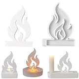 ALEFBET Silikonformen Gießformen Kerzenhalter, DIY Kombination Silikonform Kerzenhalter, Neue Ideen Silikon Gießform Kerzenhalter, Gipsformen zum Gießen (Einsatz - Flamme)